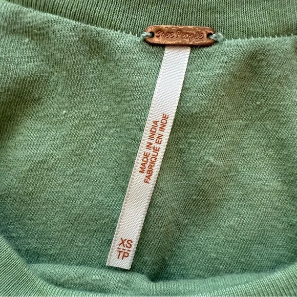 Free People Sage Green Knit Top Size XS Crop Navigator Eagle Gem Tee - Picture 4 of 5